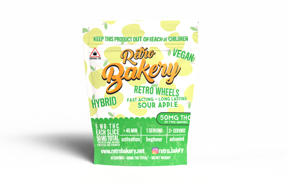 25mg THC Gummies - 2 pack - Gummy Wheel - Sour Apple