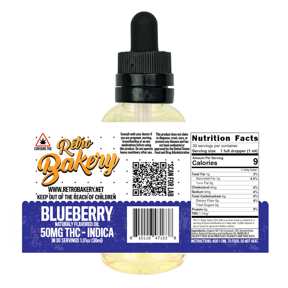 50MG THC TINCTURE | 30 DOSES | BLUEBERRY | INDICA