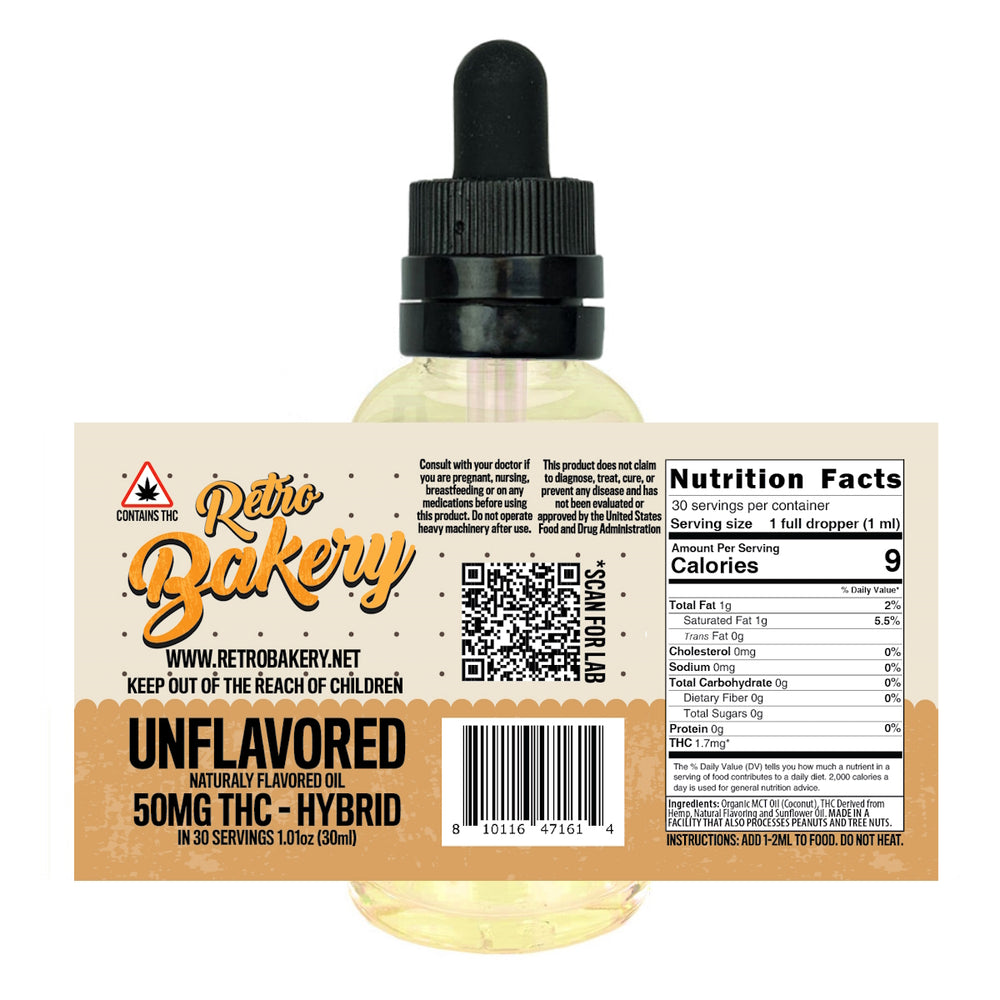 50MG THC TINCTURE | 30 DOSES | UNFLAVORED | HYBRID